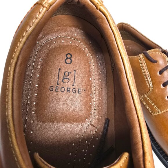 George Casual Dress Oxfords Shoes Men's Brown Branford Comfort Footbed Lace-Up - Picture 7 of 10